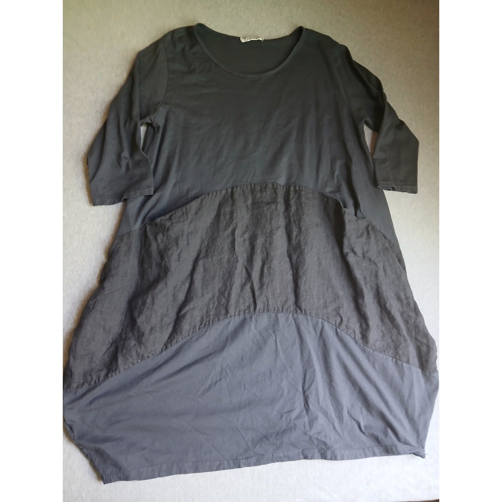Liabella Dress Medium Linen Cotton Relaxed Bubble Hem Lagenlook Artsy Italy